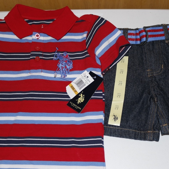 U.S Boys/’ 2-Piece Rashguard T-Shirt and Swim Trunk Set Polo Assn
